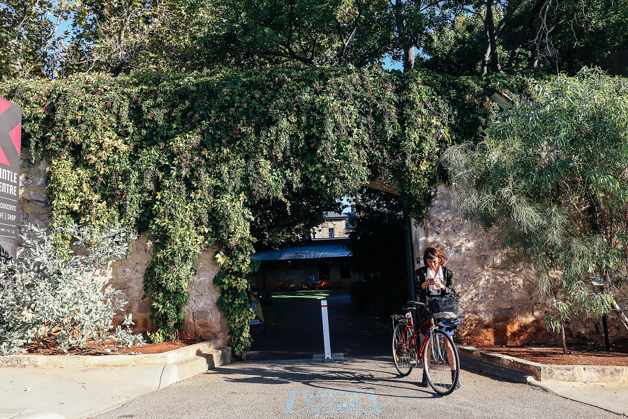 Girl with Bike Near Green Wall